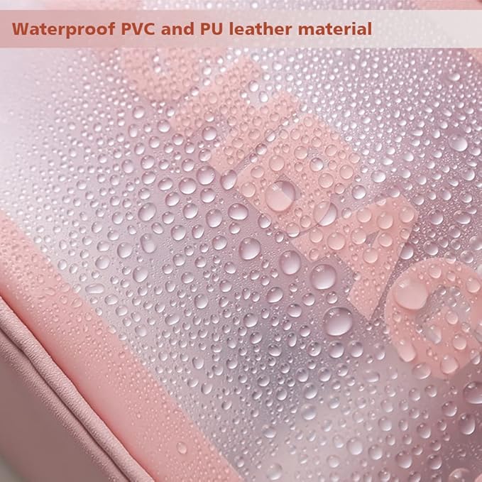 DAPOWER Travel Toiletry Bag for Women, Matte Translucent Toiletry Bag with Handy Handle, Makeup Cosmetic Organizer Bag for Travel Toiletries Accessories (Pink)