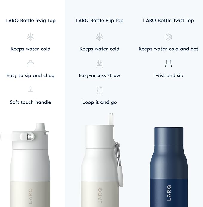 LARQ Summer Swig Set: Bottle Swig Top 34oz Granite White Filter Straw