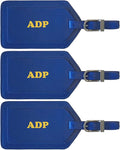 Personalized Monogrammed Leather Luggage Tags - 3 Pack