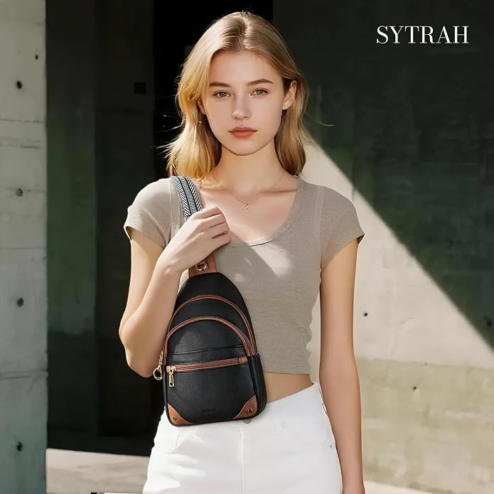 SYTRAH Anti Theft Crossbody Bags for Women, RFID Sling Bag Travel Purse, RFID Cross Body Purses Chest Bag for Travel
