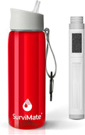 Survimate 5-Stage 0.01μm Ultra-Filtration Filtered Water Bottle, BPA-Free Material, NSF/ANSI 42 Certified, Portable Water Filter Bottle for Survival, Camping, Hiking, and Emergency Use