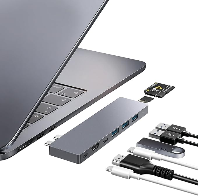 USB C Hub, 8 in 2 USB Adapter for MacBook Pro Air, Thunderbolt 4 Dock 100W PD, 40Gbps, 4K HDMI, USB C 3.0, 3 USB A 3.0, SD/TF Card Reader, Compatible with MacBook Pro Air M1/M2/M3/M4