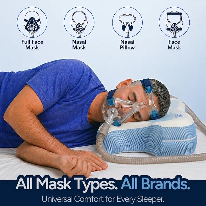 Contour CPAPMax Cooling Gel - CPAP Pillow for Side, Back and Stomach Sleepers with Adjustable Memory Foam - Pillow for CPAP Users, Sleeping with Mask