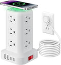 Extension Cord with Multiple Outlets, SMALLRT Surge Protector Power Strip Tower, Outlet Extender with 12 AC Outlets 4 USB, 6.5FT Extension Cord for Home Dorm Room, Office Supplies,Overload Protection