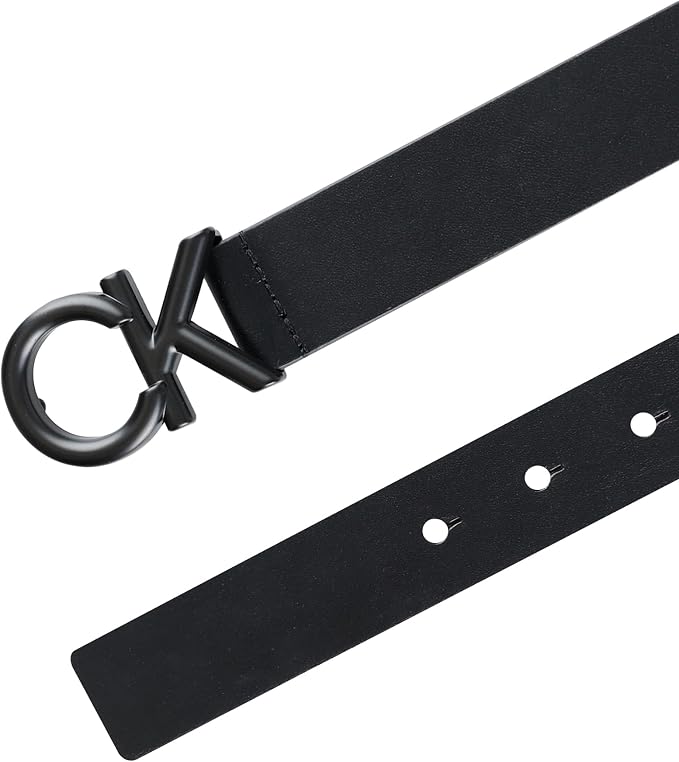 Calvin Klein Men’s CK Monogram Cut Out Buckle Belt – Casual Belt for Jeans & Everyday Wear