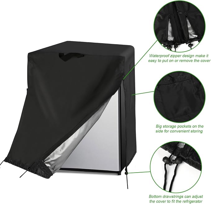 Mini Refrigerator Cover for 24 Inch Wine Fridge & 3 Cu Ft Beverage Freezer | 24x24x34,Waterproof Dustproof Heavy Duty Oxford Fabric,for Most 24 Inch 3.0 Cubic Feet Small Wine Cooler for Outside