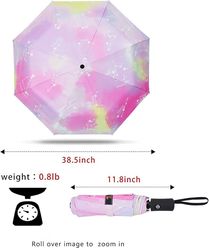 SY COMPACT Travel Umbrella - Windproof Automatic Compact Umbrella for Rain, Lightest 8-Rib, Small, Strong & Portable, Durable Grip, Fits Backpack & Car, Factory Direct (UV Available)
