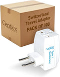Ceptics 3 in 1 Switzerland Travel Adapter - Type J - Grounded & Universal - Perfect for Phones, Laptops, Camera Chargers – 100 Units per Box (GP3-11A)