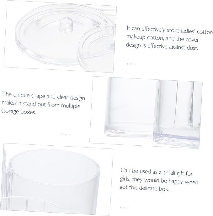 OUNONA Transparent Triple Compartment Cotton Swab Box with Dustproof Lid for Bathroom Storage Makeup Cotton Organizer and Vanity Holder for Balls Swabs and Pads