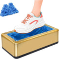 Shoe Covers Dispenser with 200pcs Disposable Shoe Covers Non Slip, Automatic Shoe Cover Machine,Fits Size Up to 11 US Men, for Home, Office, Factory, Supermarket, Gold