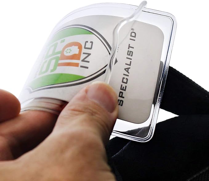 Bulk 25 Pack - Locking TOP Clear Plastic Luggage Identification Tags with Loops Included - Business Card or Photo Insert Bag Tags - Great for Travel and Student ID’s by Specialist ID