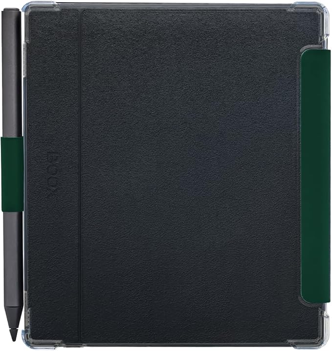 Pen Holder Case for Onyx Boox Go Color 7 (Gen 1/2, 2024/2025) / Boox Go 7 Ultra-Thin Enhanced Auto Sleep/Wake Cover with Transparent TPU Back & Magnetic Closure (Green)