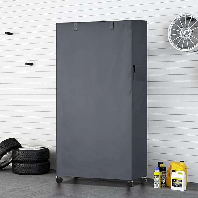 Waterproof Shelf Cover,600D Heavy Duty Dustproof Storage Wire Rack Covers,Outdoor Shelving Covers for Wire Shelves with Zipper 48''x18''x72'',Grey.