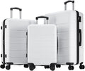 Sweetcrispy 3 Piece Expandable Luggage Set, ABS Hard Shell Rolling Suitcases with Smooth Spinner Wheels and TSA Lock, Lightweight Travel Luggage for Trip, 20/24/28 Inch, Cream White