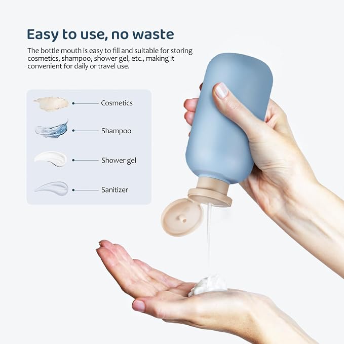 Healeved 2pcs Travel Toiletries Bottles Leak Refillable Containers for Shampoo Lotion Stylish Each for Outdoor Adventures and Business Trips
