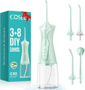 COSLUS Water Dental Flosser Pick for Teeth C30(FC5360): 4 Modes Cordless Portable 300ML Larger Tank Water Teeth Cleaner IPX7 Waterproof Flossing Cleaning Picks for Home Travel Green