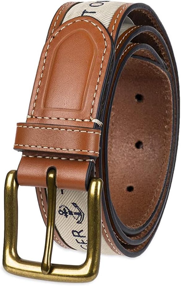 Tommy Hilfiger Men's Fabric Inlay Casual Belt With Classic Harness Buckle