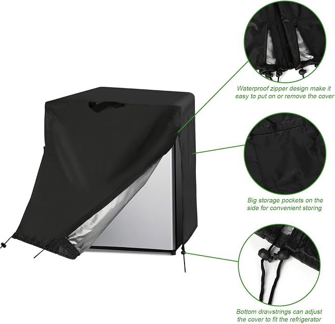Commercial Refrigerator Cover for 72Cu Ft Commercial Refrigerator Freezer Combo,82 Inch Waterproof Fridge with Freezer Cover for Industrial Stainless Steel Fridge(82" W x 33" D x 83" H)