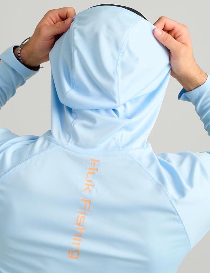 HUK Mens Pursuit Vented Long Sleeve Hoodie, Fishing Shirt with Hood