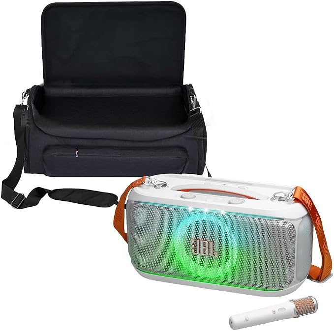 JBL PartyBox On-The-Go 2 Portable Party Speaker with gSport Carrying Bag (White)