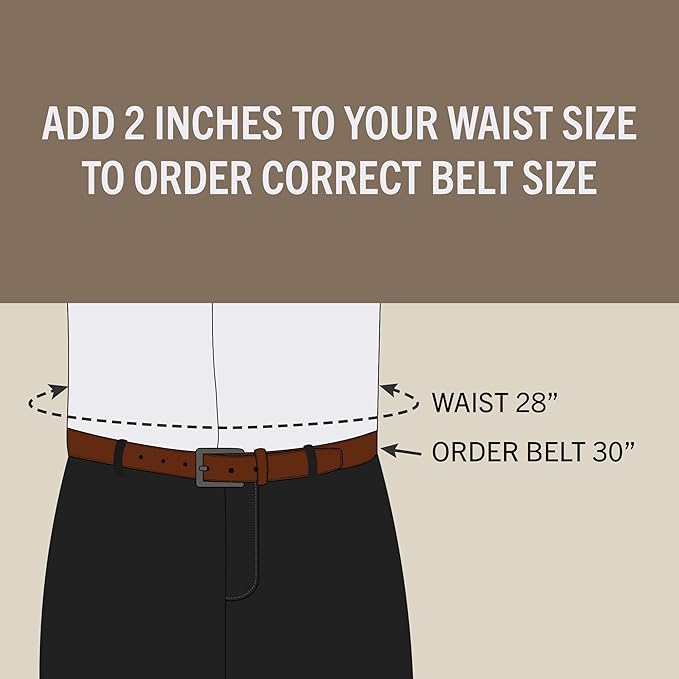 Perry Ellis Men's Portfolio Amigo Faux Leather Dress Belt With Genuine Leather Lining (Available in Big & Tall)