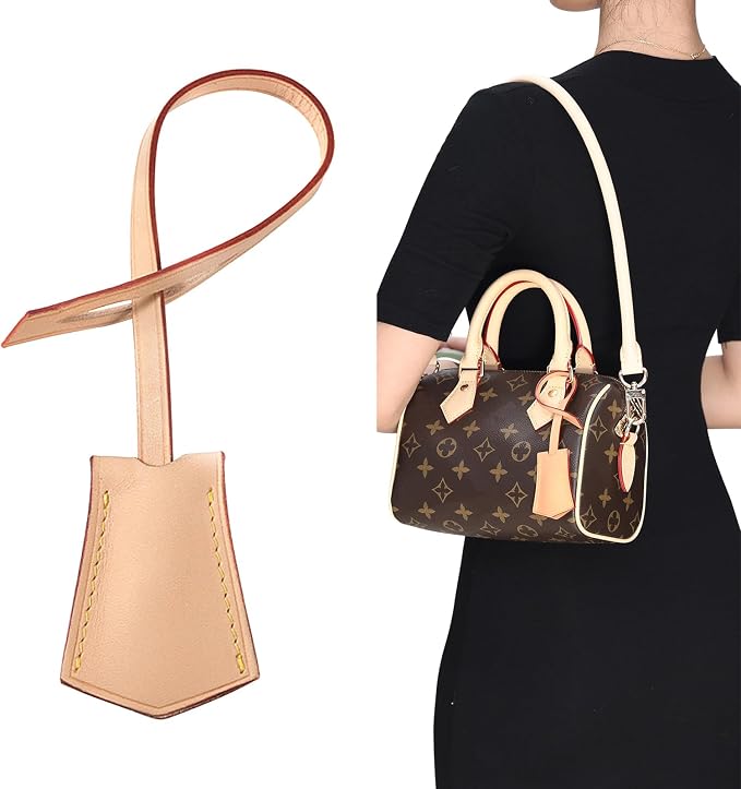 Microfibre Leather Tag for Luggage Bag or Suitcase, Decorative Hang Tag for Speedy 25 30 35 Handbag(Apricot Tag)