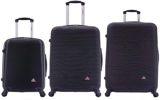 InUSA ROYAL Hardside Luggage Set with Spinner Wheel | Spacious Travel Suitcases with Ergonomic GEL Handle and Studs | (20/24/28) 3 Piece Luggage Set | Black