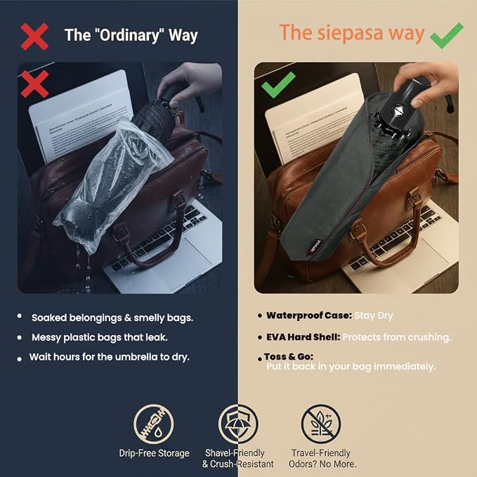 SIEPASA Windproof Travel Compact Umbrella-Automatic Umbrellas for Rain-Compact Folding Umbrella, Travel Umbrella Compact, Small Portable Windproof Umbrellas for Men Women Teenage. (Wine Red)