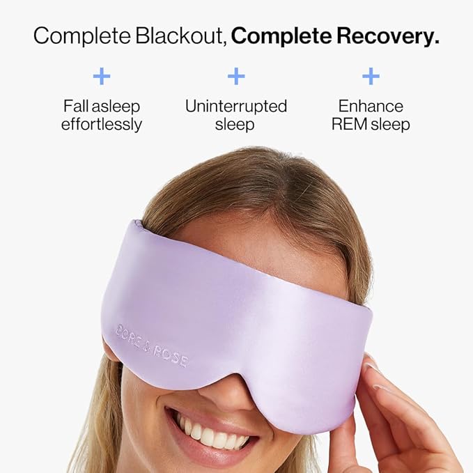Dore & Rose — Mulberry Silk Sleep Mask for Women & Men, 3D Contour Blackout with cups, Pure Silk Eye Masks for Sleep, Travel Night - Eye Cover, Sleeping Mask, Sleepmask, Eyemask, Pods, Lash Extensions