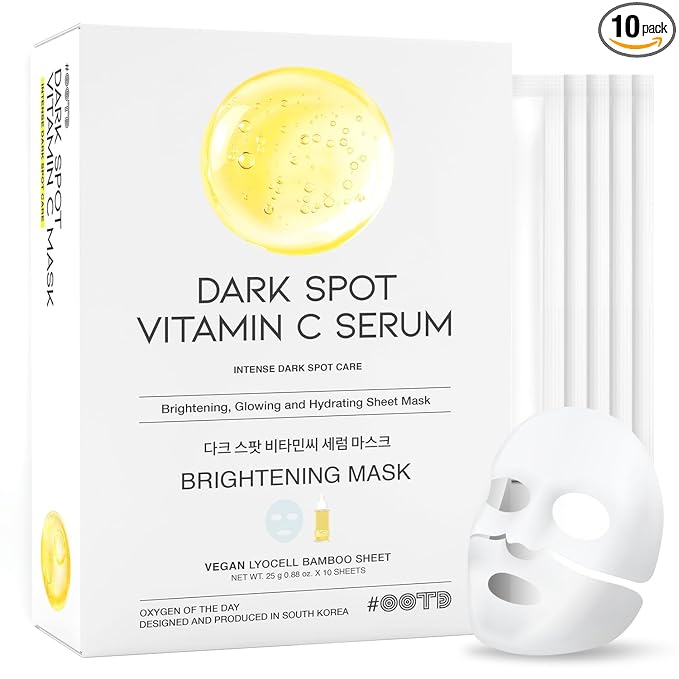 #OOTD Vitamin C Revitalizing Hydrating Sheet Mask (10pcs) - Face Mask Korean Skincare Facial Sheet Masks for Even-Looking Skin Tone & Radiance