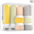 Mrsdry Travel Size Toiletries 8 Pack, TSA Approved 3oz/1oz Silicone Squeezable Creams Jars with Clear Travel Bag