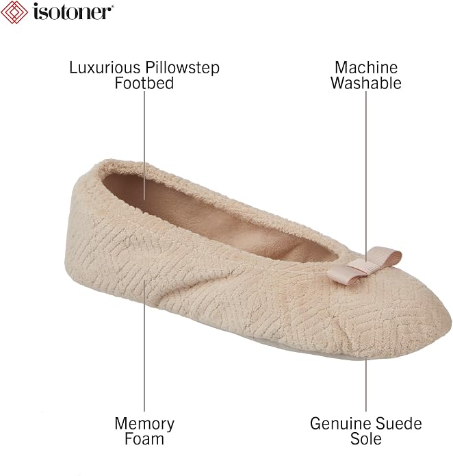 Isotoner Women's Chevron Non-Slip Ballerina Slipper