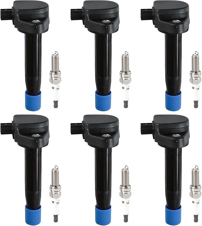 6PCS UF603 Ignition Coils + 6PCS Iridium Spark Plugs Ignition Coils Pack Fits for 2008-2012 Accord, 2008-2017 Odyssey, 2009-2014 TL, 2010-2014 TSX 3.5L 3.7L, Coil Pack Set Aftermarket Parts