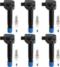6PCS UF603 Ignition Coils + 6PCS Iridium Spark Plugs Ignition Coils Pack Fits for 2008-2012 Accord, 2008-2017 Odyssey, 2009-2014 TL, 2010-2014 TSX 3.5L 3.7L, Coil Pack Set Aftermarket Parts