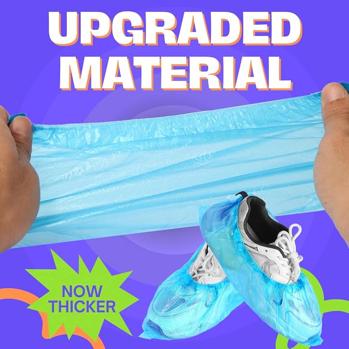 1,000 Pack Waterproof Shoe Covers Disposable, Premium Non-Slip Recyclable CPE Shoe Covers Protectors for Indoors, Durable, Booties, One Size Fits Most, Fits up to Size 13 US Men and 15 US Women, Blue