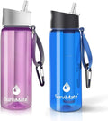 SurviMate Purified Water Bottle for Camping, Hiking, Backpacking and Travel, BPA Free with 5-Stage Intergrated Filter Straw