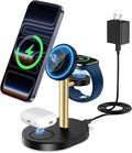 Hevanto 2026 3 in 1 Wireless Charging Station for Apple MagSafe Charger, 15W Fast Magnetic Mag-Safe Charger Stand for iPhone 17 16 15 14 13 12 Apple Watch AirPods Series, Gold&Black