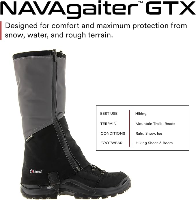 Kahtoola NAVAgaiter Tall GTX Waterproof Gore-TEX Gaiters for Snow & Mud