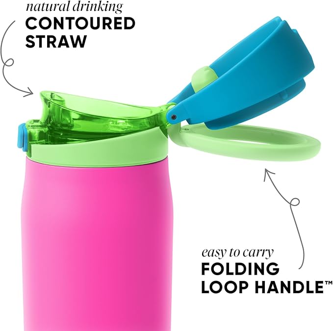 Simple Modern Mesa Loop Water Bottle with Covered Straw and Handle | 24oz Cup Holder Friendly Insulated Stainless Steel Bottles for Travel, Sports and School | 80s Mix