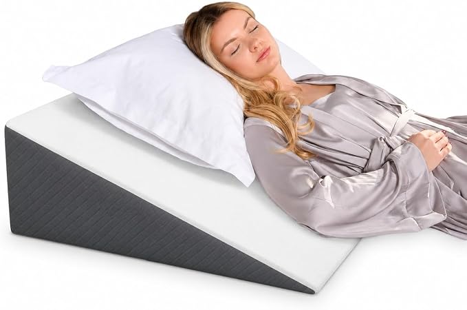 Kolbs Bed Wedge Pillow for Sleep Apnea, FSA Eligible Acid Reflux, and Back Pain Relief, with Chic Jacquard Cover - Headboard Wedges for Sleeping (Extra Wide 7.5" Height)