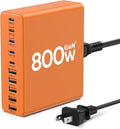800W USB C Charger Block,10-Port Charging Station GaN Fast Charging Type C & USB A Wall Charger Adapter for MacBook Pro/Air,iPhone,iPad,Dell XPS,Samsung Galaxy(Orange)