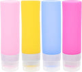 Silicone Travel Sub Bottles Set 4pcs Multi-color Lotion Dispensers Portable Refillable Squeeze Containers for Cosmetics and Toiletries Storage