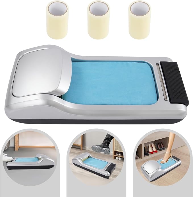 Automatic Shoe Cover Dispenser Machine With 3 Roll Shoes Membrane, Heels Covers Dispenser Machine For Home Use, Non-Slip Waterproof Shoes Cover For Indoors, Offices, Factories