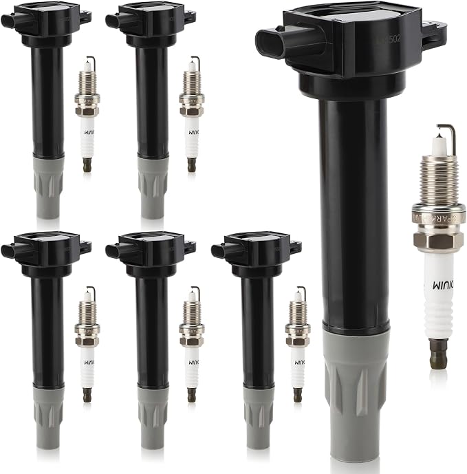 UF502 Ignition Coil & 7781 Double Iridium Spark Plug for Chrysler 300 Pacifica Sebring Town & Country/Dodge Avenger Challenger Charger Grand Caravan Journey Magnum Nitro Stratus/Volkswagen Routan V6