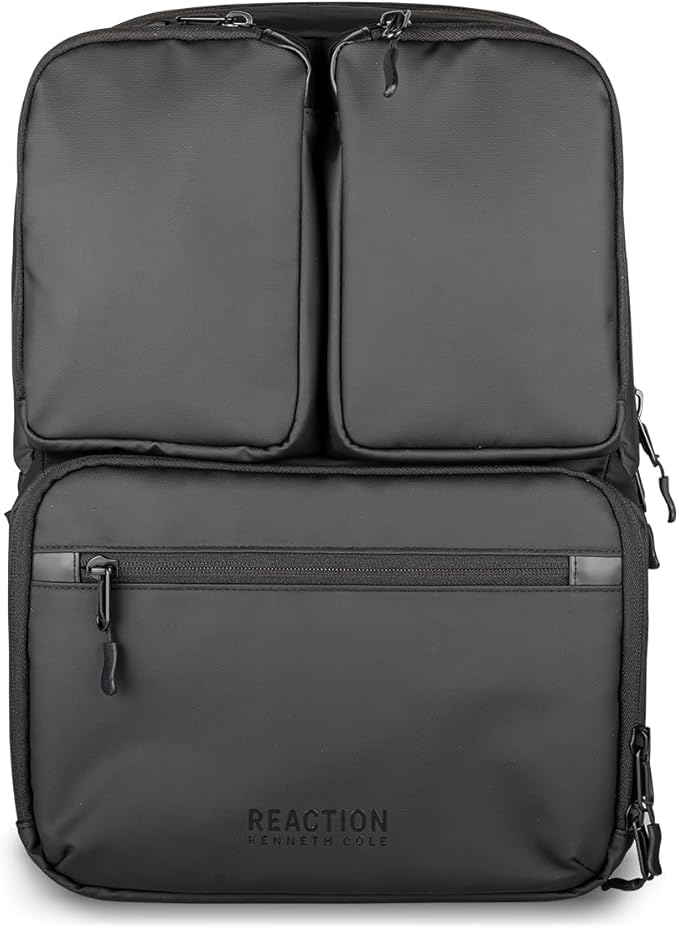 The Kenneth Cole REACTION Ryder 17-Inch Coated Polyester Travel Laptop Backpack Bag, Black
