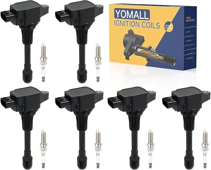 6PCS UF617 Ignition Coils + 6PCS 90174 Iridium Spark Plugs Ignition Coils Pack Fits for 2008-2013 G37, 2014-2015 Q60, 2014-2019 Q70, 2009-2020 370Z 3.7L, Coil Pack Set Aftermarket Parts
