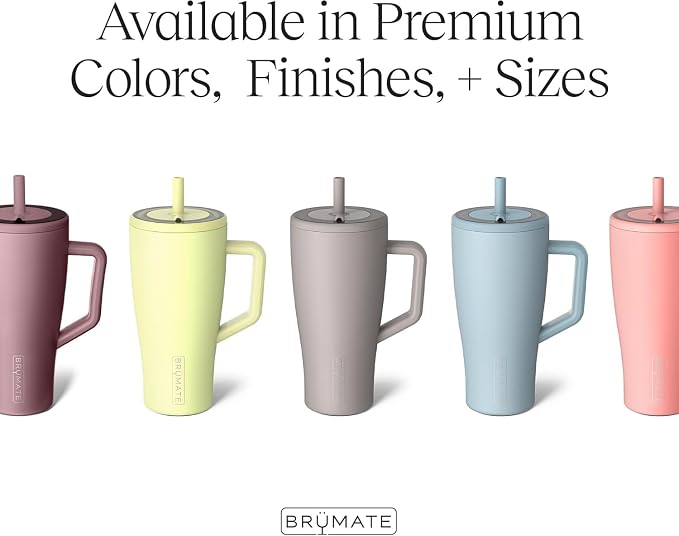 BrüMate Era 40 oz Tumbler with Handle and Straw | 100% Leakproof Insulated Water Bottle Tumbler with Lid and Flexible SoftSip Straw | Made of Stainless Steel | Cup Holder Friendly | 40oz (Lilac Dusk)