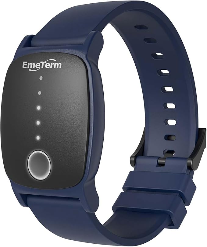 EmeTerm Explore Classic FDA-Cleared Anti-Nausea Wristband IP67 Waterproof Morning Motion Sickness Relief Band Rechargeable Classic Strap Design Drug Free Non-drowsy Without Side Effects Navy Blue