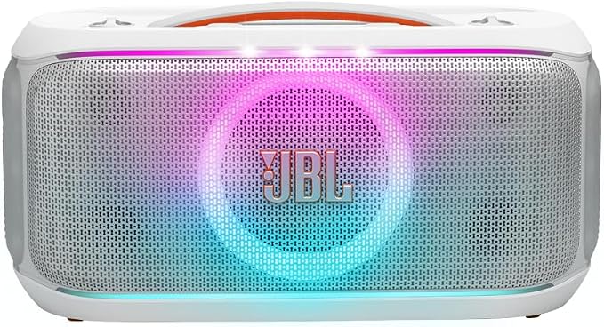 JBL PartyBox On-The-Go 2 Portable Party Speaker with gSport Carrying Bag (White)