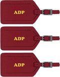 Personalized Monogrammed Leather Luggage Tags - 3 Pack